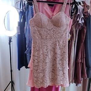 Aqua Lace Bustier Chemise - Cream